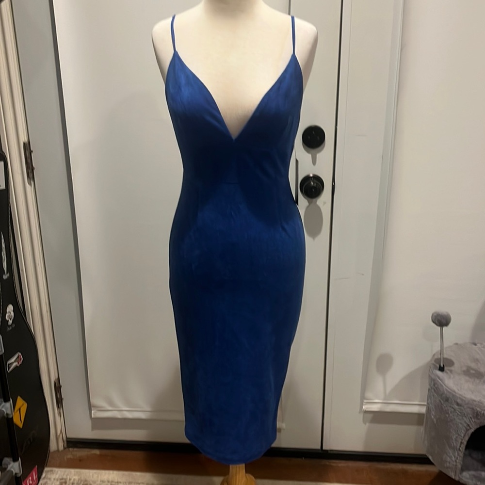 Blue suede midi dress never worn